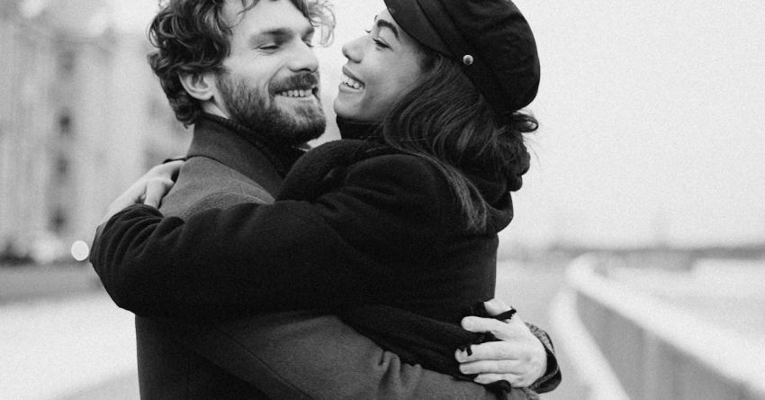 Communication - Monochrome Photo Of Woman Hugging Man